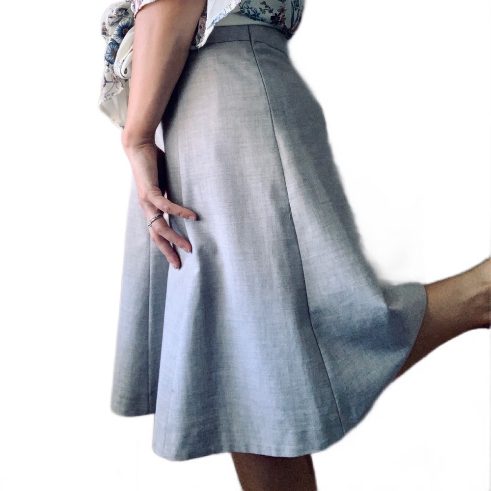 Gray Worthington Stretch A-Line Midi Skirt